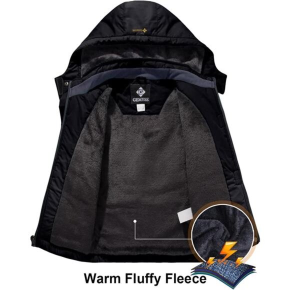 Boy's Waterproof Ski Snow Jacket Hooded Fleece Lined Windproof Winter Jacket - Picture 6 of 7